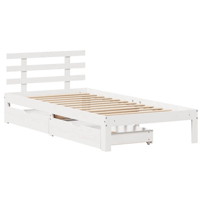 Giroletto con Cassetti Bianco 100x200 cm Legno Massello di Pino | homemem39