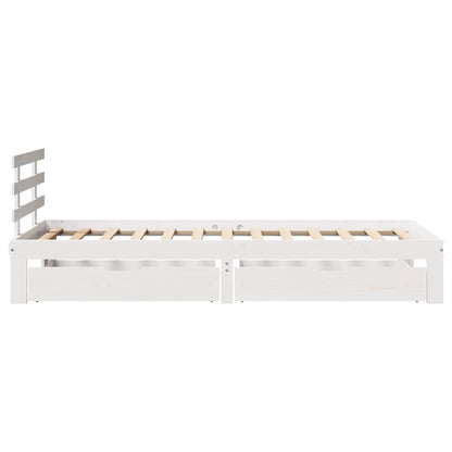 Giroletto con Cassetti Bianco 100x200 cm Legno Massello di Pino | homemem39