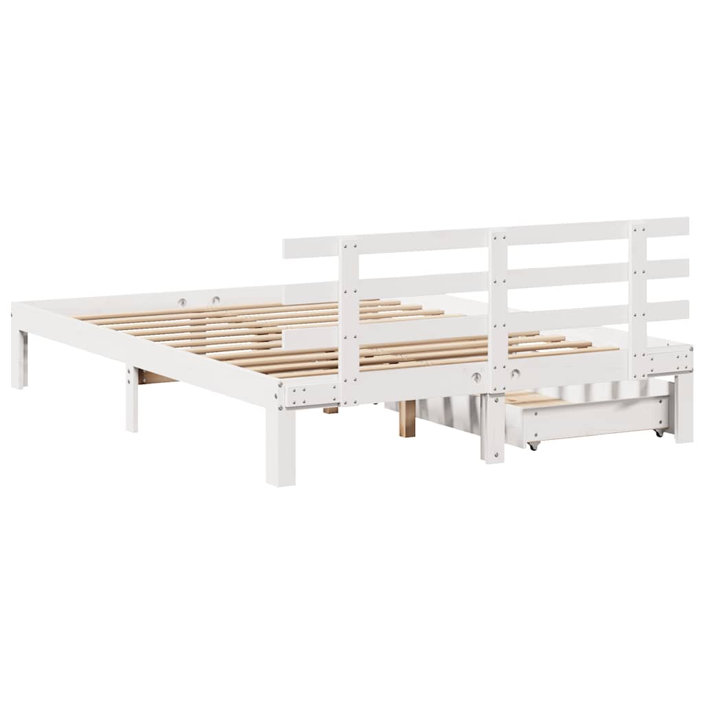 Giroletto con Cassetti Bianco 120x200 cm Legno Massello di Pino | homemem39