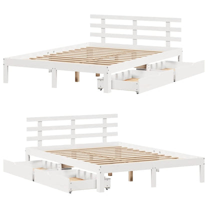 Giroletto con Cassetti Bianco 120x200 cm Legno Massello di Pino | homemem39