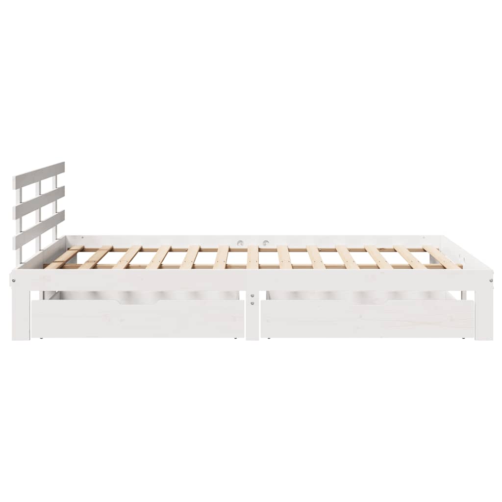 Giroletto con Cassetti Bianco 150x200 cm Legno Massello di Pino | homemem39