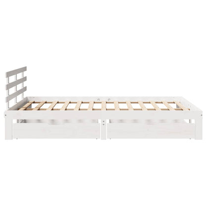 Giroletto con Cassetti Bianco 150x200 cm Legno Massello di Pino | homemem39