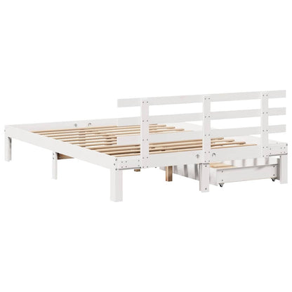 Giroletto con Cassetti Bianco 150x200 cm Legno Massello di Pino | homemem39