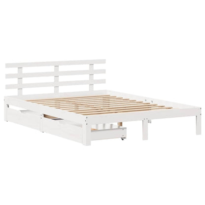 Giroletto con Cassetti Bianco 160x200 cm Legno Massello di Pino | homemem39