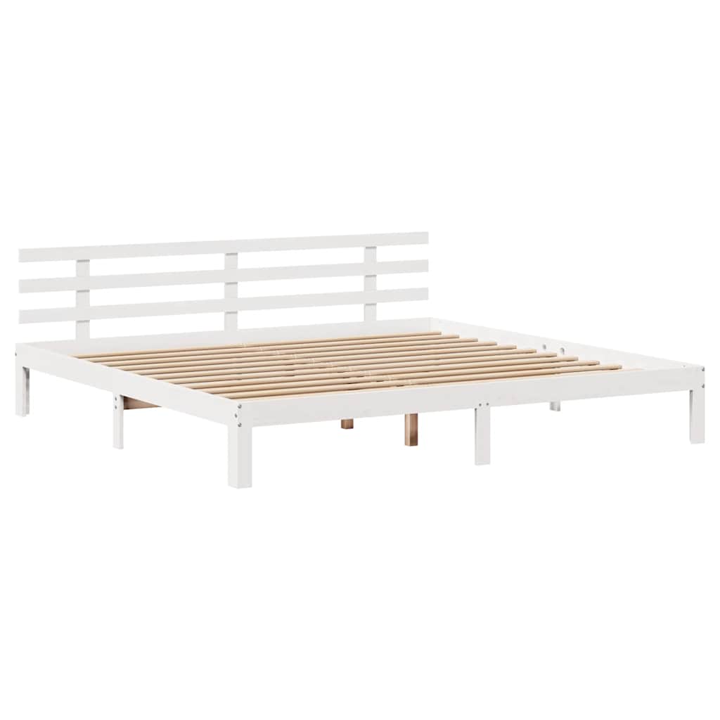 Giroletto con Cassetti Bianco 200x200 cm Legno Massello di Pino - homemem39