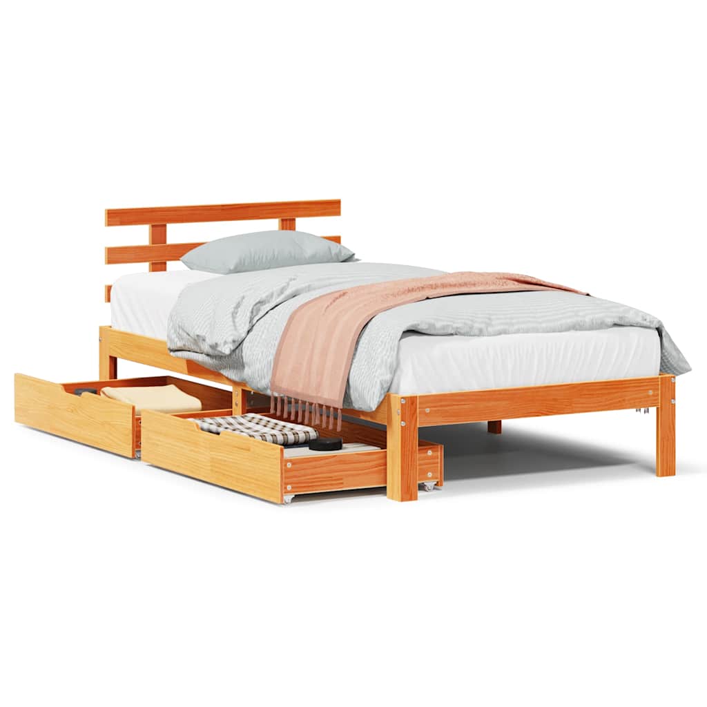 Giroletto Cassetti Marrone Cera 100x200 cm Legno Massello Pino | homemem39