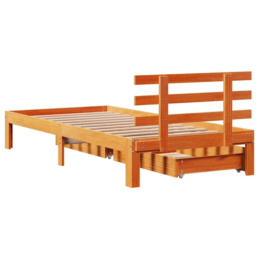 Giroletto Cassetti Marrone Cera 100x200 cm Legno Massello Pino | homemem39
