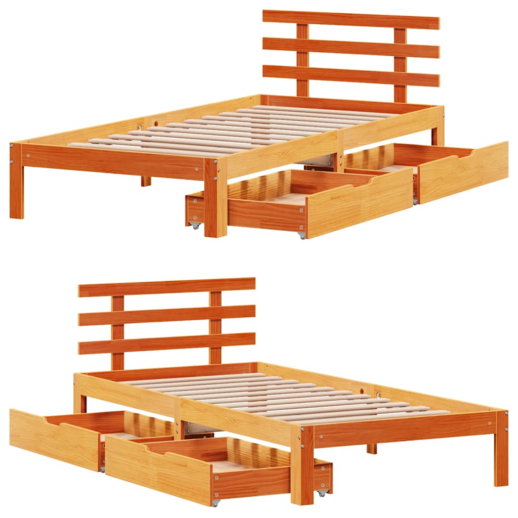 Giroletto Cassetti Marrone Cera 100x200 cm Legno Massello Pino | homemem39