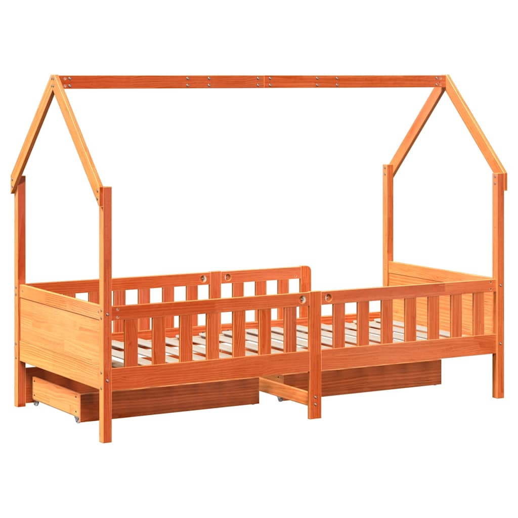 Giroletto Bambini con Cassetti 90x200 cm Legno Massello di Pino