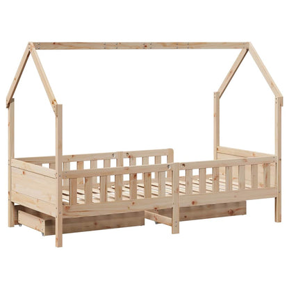 Giroletto Bambini con Cassetti 80x200 cm Legno Massello di Pino