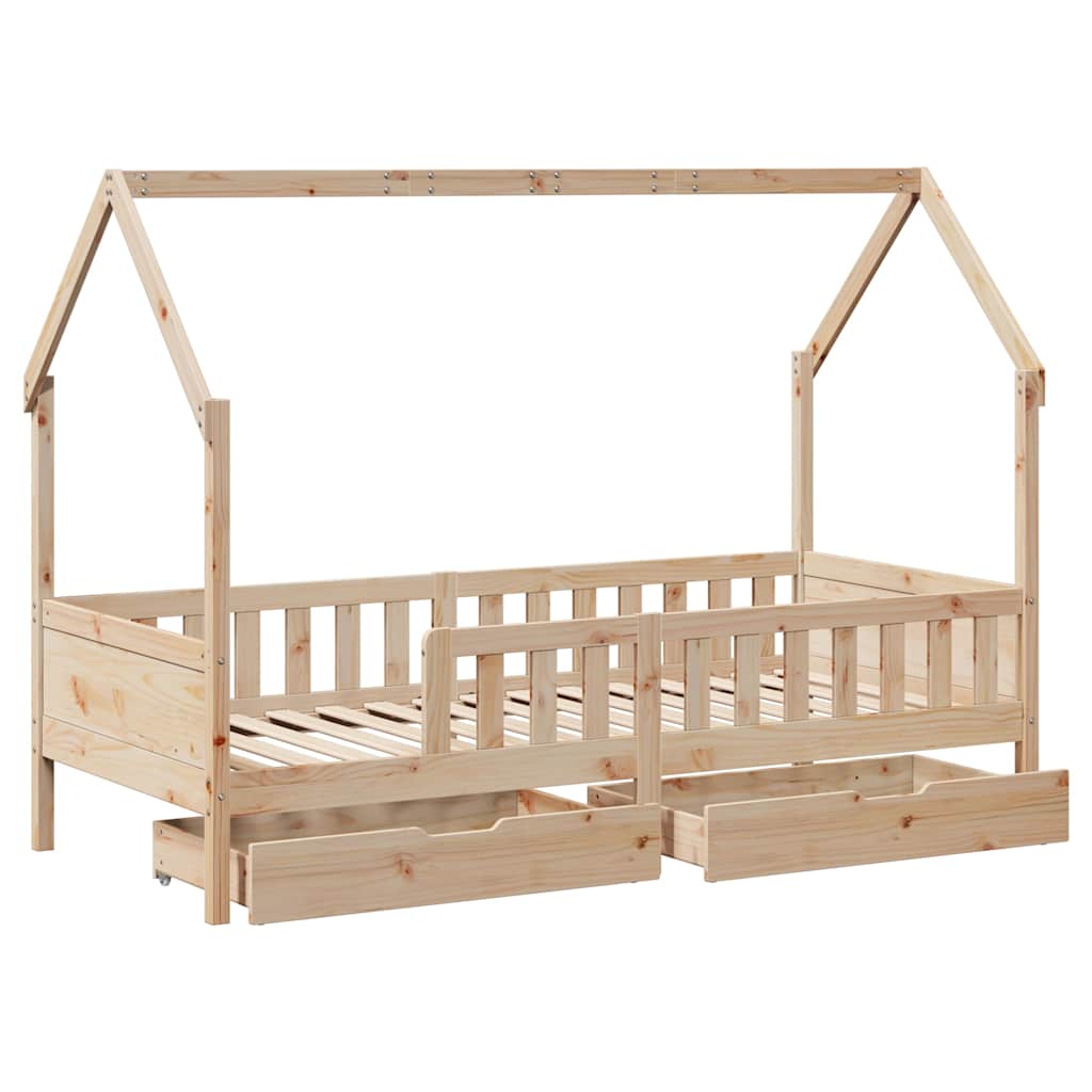 Giroletto Bambini con Cassetti 80x200 cm Legno Massello di Pino