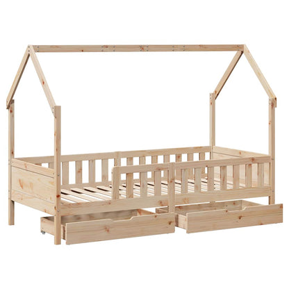 Giroletto Bambini con Cassetti 80x200 cm Legno Massello di Pino
