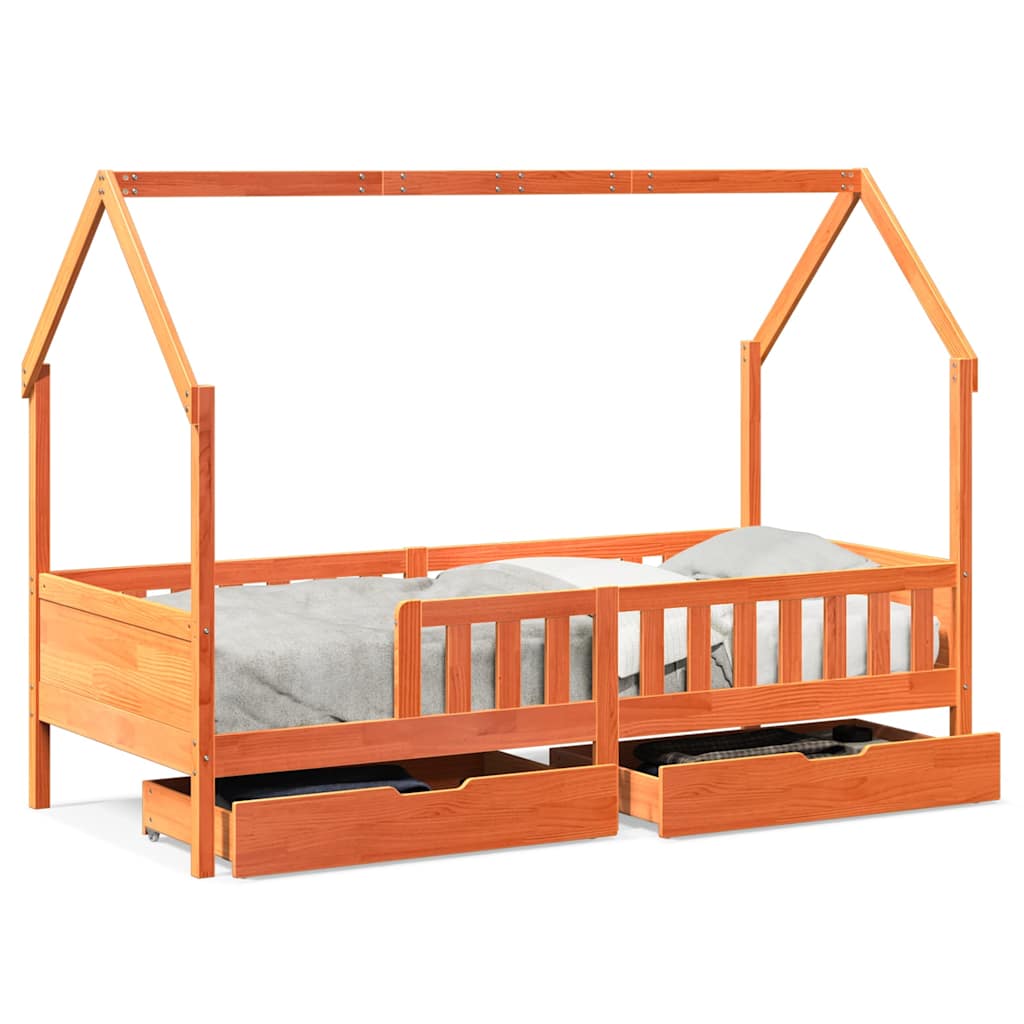 Giroletto per Bambini con Cassetti 90x190cm Legno Massello Pino | homemem39