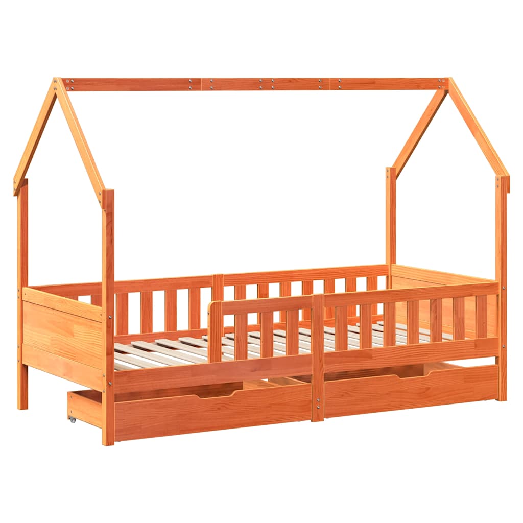 Giroletto per Bambini con Cassetti 90x190cm Legno Massello Pino | homemem39