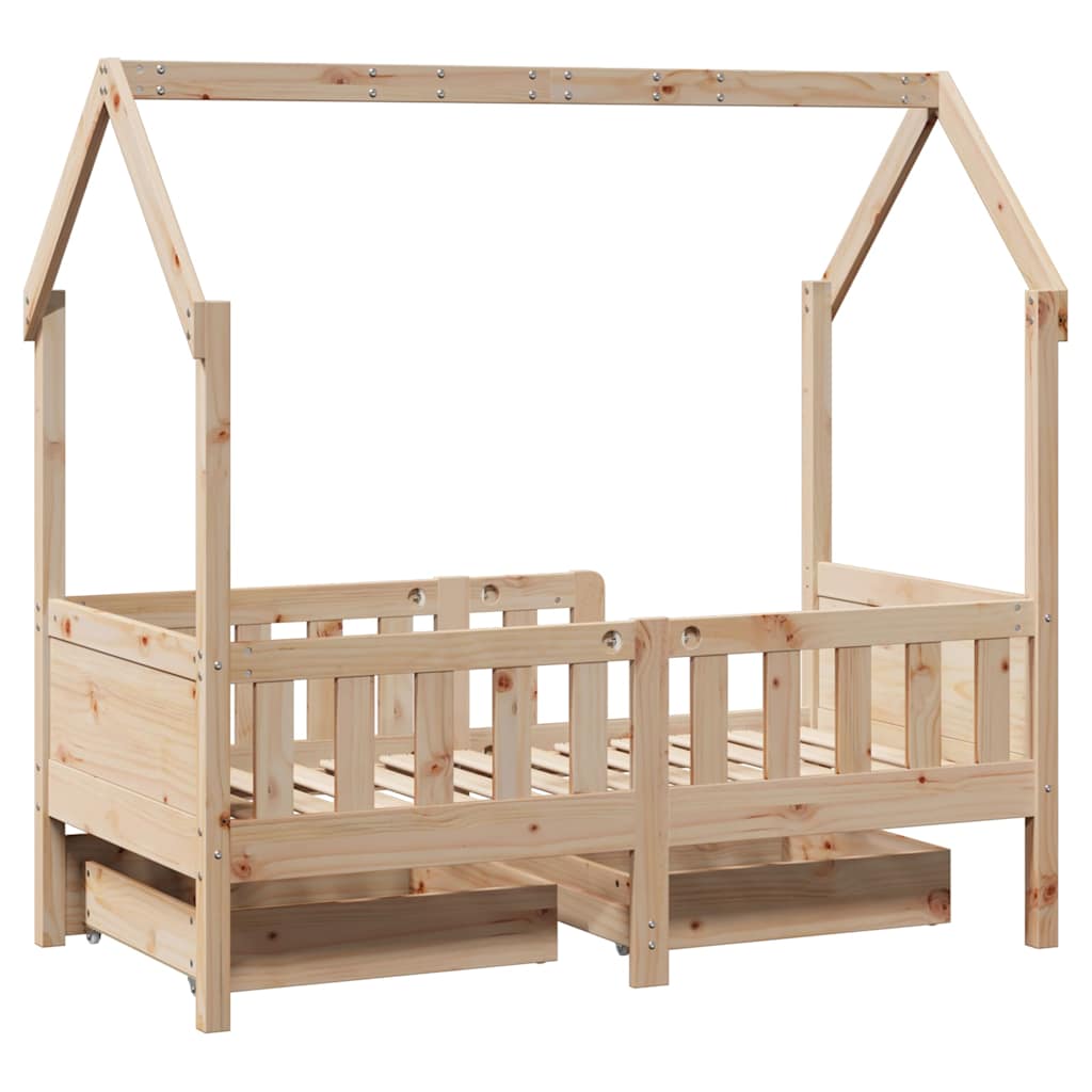 Giroletto per Bambini con Cassetti 80x170cm Legno Massello Pino