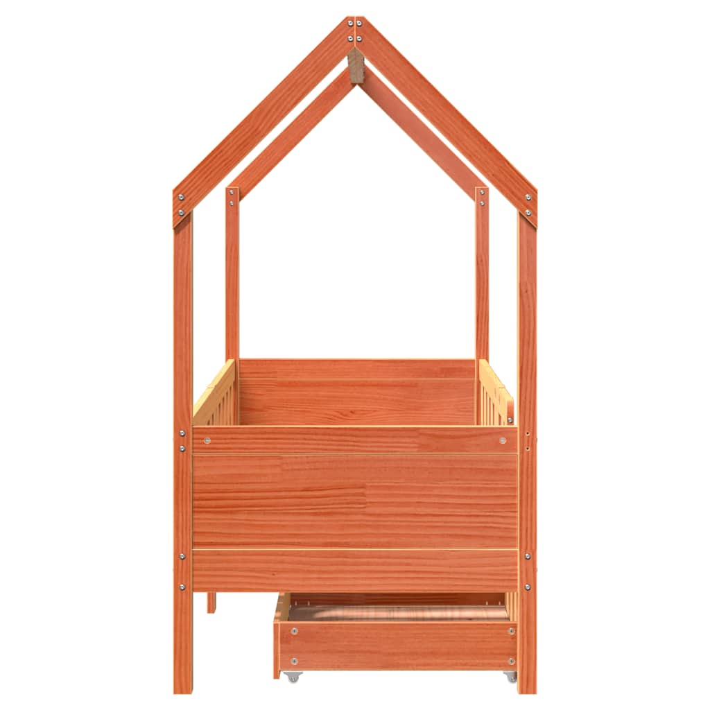 Giroletto per Bambini con Cassetti 80x170cm Legno Massello Pino