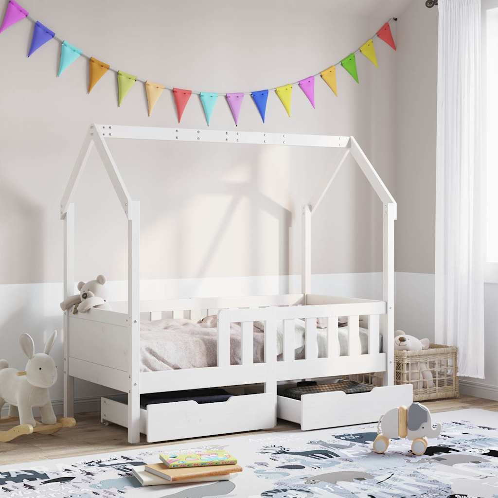 Giroletto Bambini con Cassetti 70x140 cm Legno Massello di Pino | homemem39