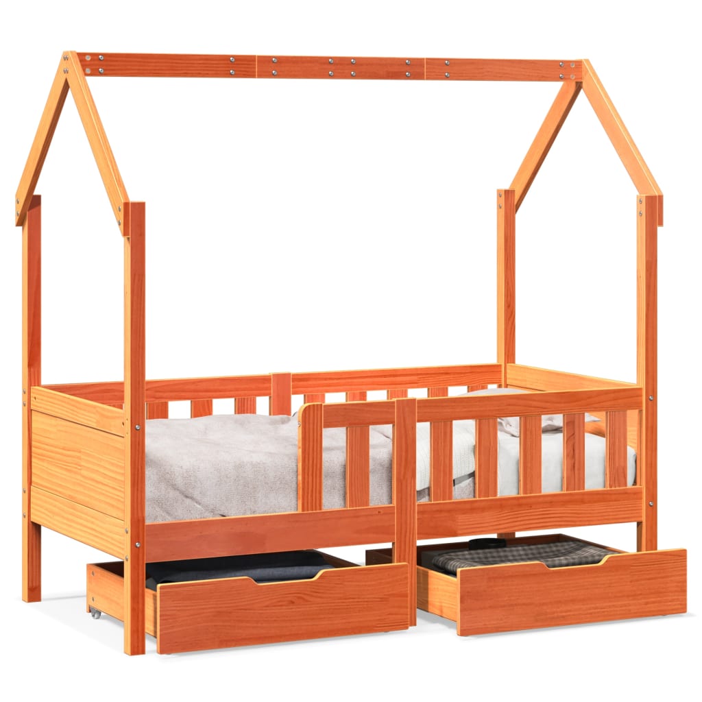 Giroletto Bambini con Cassetti 70x140 cm Legno Massello di Pino