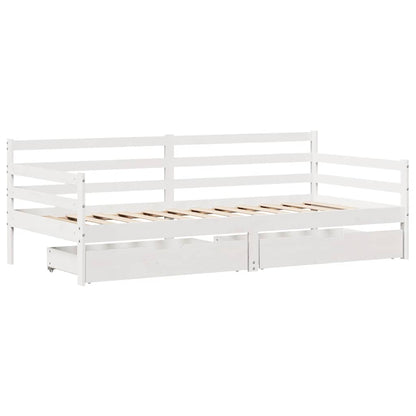 Dormeuse con Cassetti Bianco 90x190 cm Legno Massello di Pino - homemem39