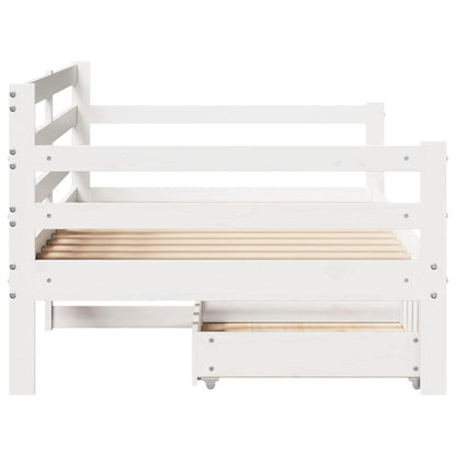 Dormeuse con Cassetti Bianco 90x190 cm Legno Massello di Pino - homemem39