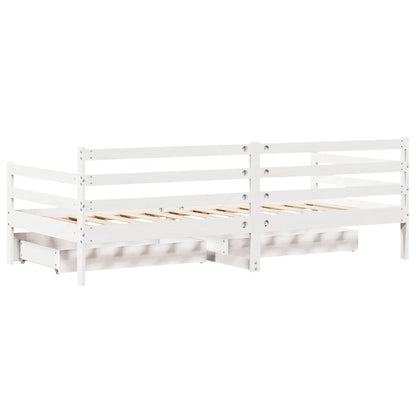 Dormeuse con Cassetti Bianco 90x190 cm Legno Massello di Pino - homemem39