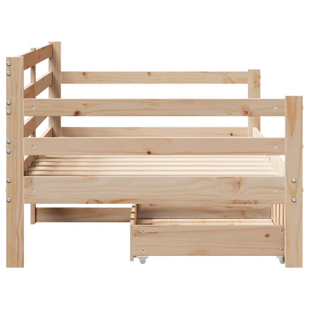 Dormeuse con Cassetti Bianca 80x200 cm Legno Massello di Pino | homemem39