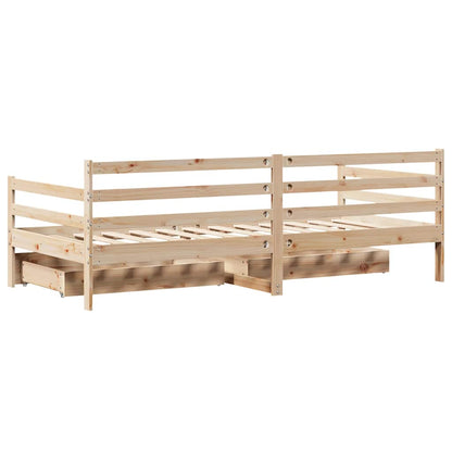 Dormeuse con Cassetti Bianca 80x200 cm Legno Massello di Pino | homemem39