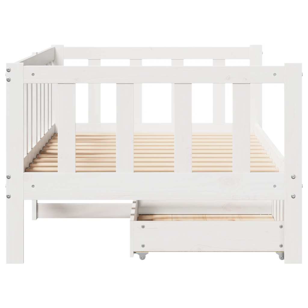 Dormeuse con Cassetti Bianco 90x200 cm Legno Massello di Pino | homemem39