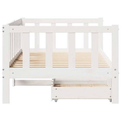 Dormeuse con Cassetti Bianco 90x200 cm Legno Massello di Pino | homemem39