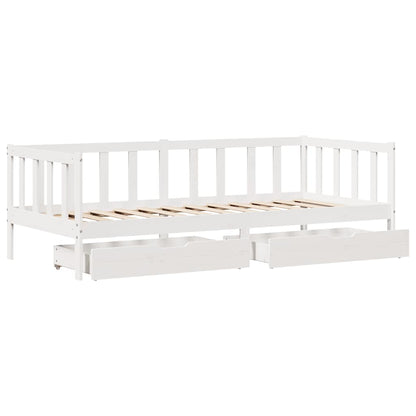 Dormeuse con Cassetti Bianco 90x200 cm Legno Massello di Pino | homemem39