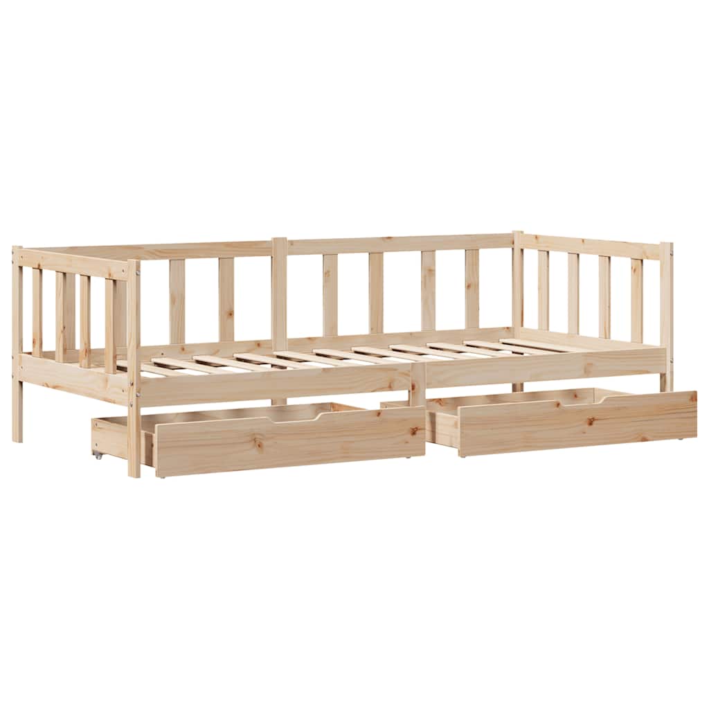 Dormeuse con Cassetti 90x190 cm in Legno Massello Pino | homemem39