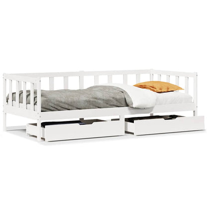 Dormeuse con Cassetti Bianco 90x190 cm Legno Massello di Pino | homemem39