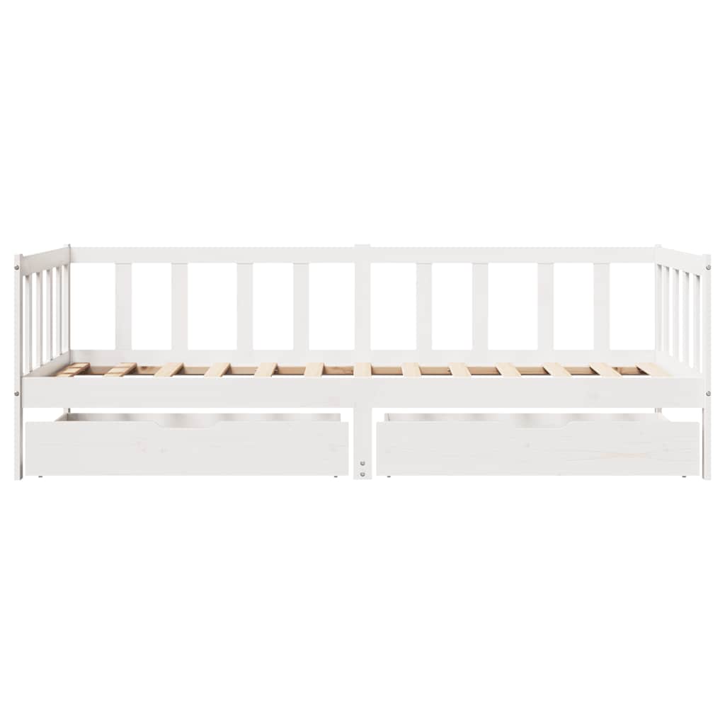 Dormeuse con Cassetti Bianco 90x190 cm Legno Massello di Pino | homemem39