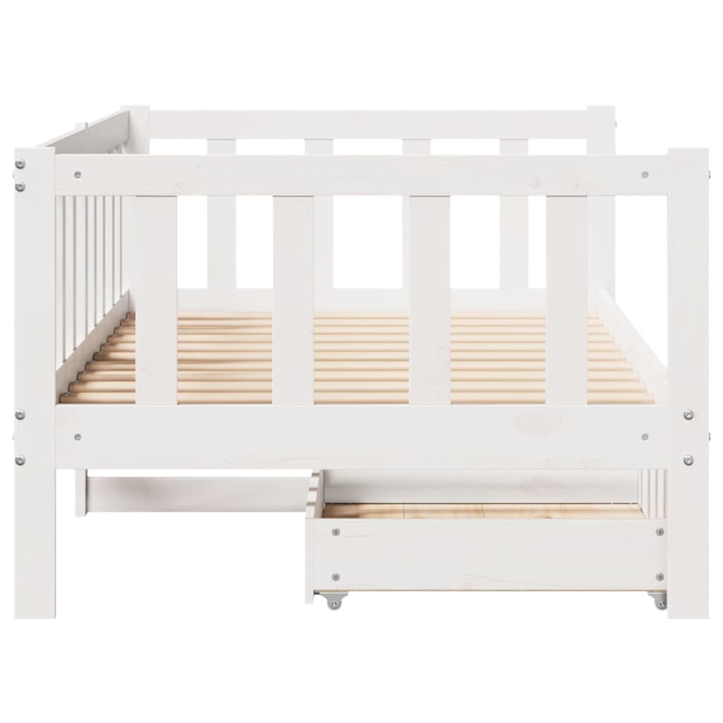 Dormeuse con Cassetti Bianco 90x190 cm Legno Massello di Pino | homemem39