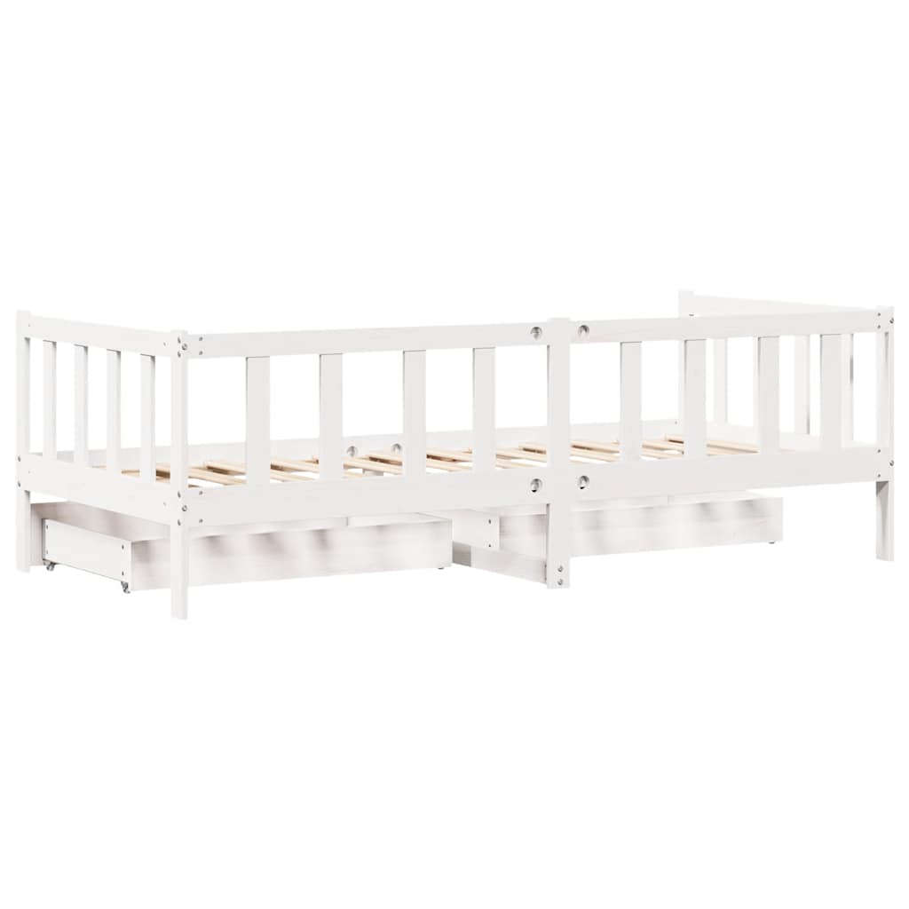Dormeuse con Cassetti Bianco 90x190 cm Legno Massello di Pino | homemem39