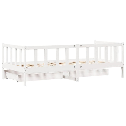 Dormeuse con Cassetti Bianco 90x190 cm Legno Massello di Pino | homemem39