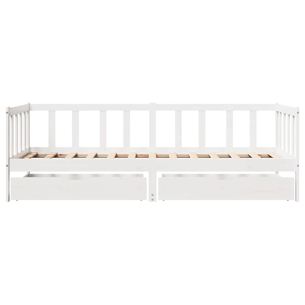 Dormeuse con Cassetti Bianca 80x200 cm Legno Massello di Pino | homemem39