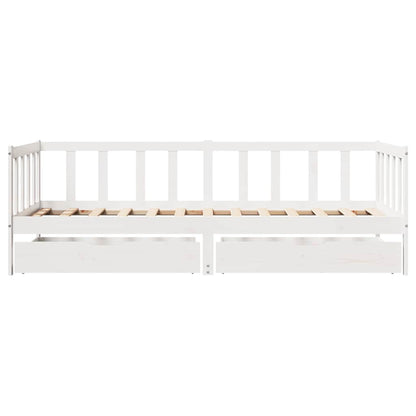 Dormeuse con Cassetti Bianca 80x200 cm Legno Massello di Pino | homemem39
