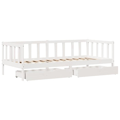 Dormeuse con Cassetti Bianca 80x200 cm Legno Massello di Pino | homemem39