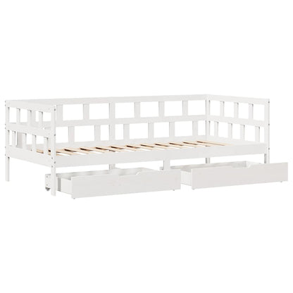 Dormeuse con Cassetti Bianco 90x200 cm Legno Massello di Pino | homemem39