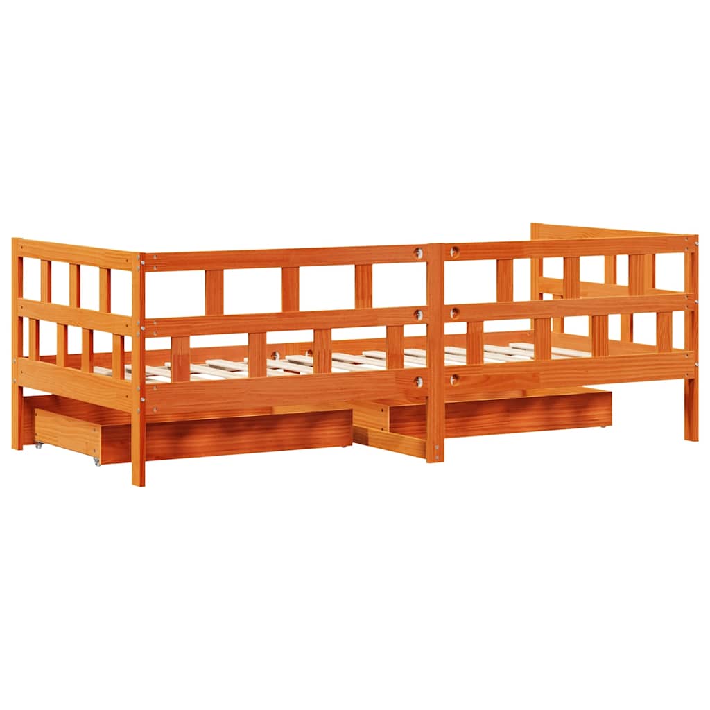 Divano Letto con Cassetti senza Materasso 90x200 cm Legno