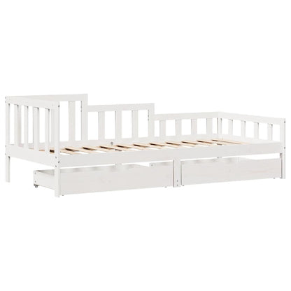 Dormeuse con Cassetti Bianca 80x200 cm Legno Massello di Pino | homemem39