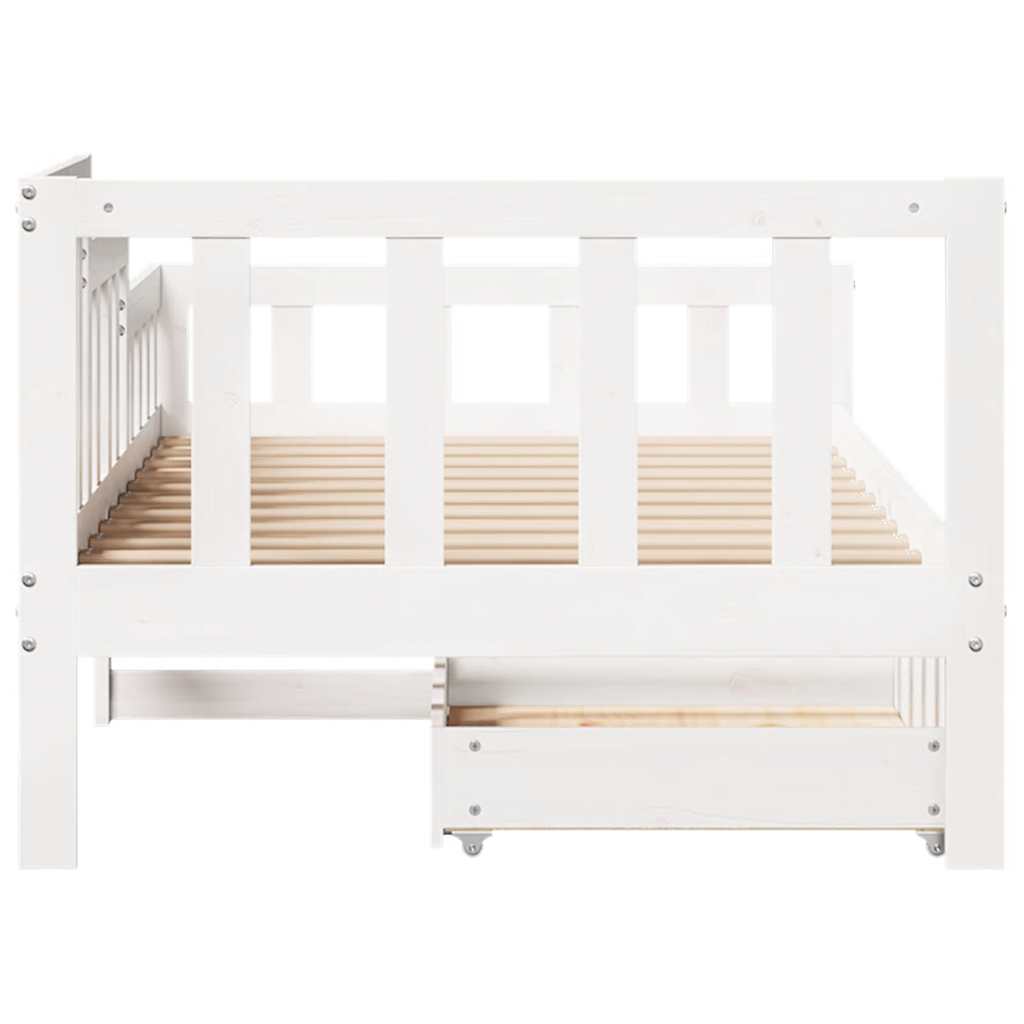 Dormeuse con Cassetti Bianca 80x200 cm Legno Massello di Pino | homemem39