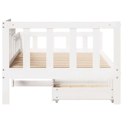 Dormeuse con Cassetti Bianca 80x200 cm Legno Massello di Pino | homemem39