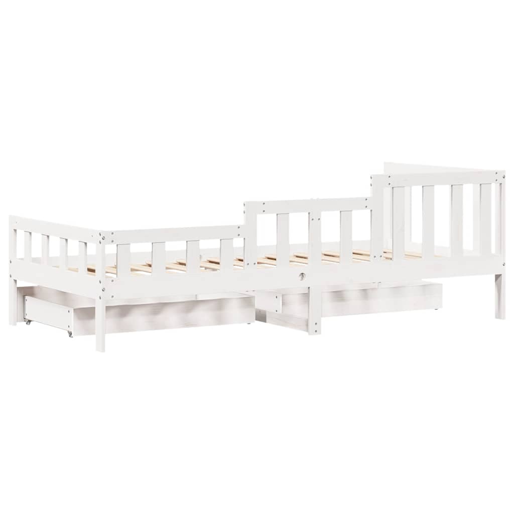 Dormeuse con Cassetti Bianca 80x200 cm Legno Massello di Pino | homemem39