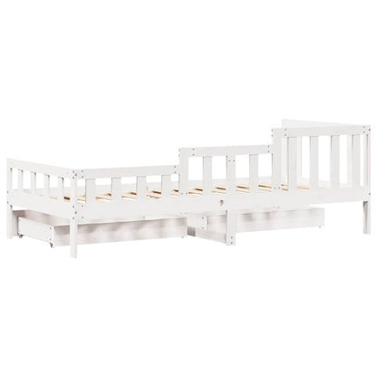 Dormeuse con Cassetti Bianca 80x200 cm Legno Massello di Pino | homemem39