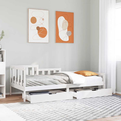 Dormeuse con Cassetti Bianca 80x200 cm Legno Massello di Pino | homemem39