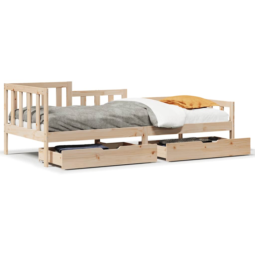 Dormeuse con Cassetti 90x190 cm in Legno Massello Pino | homemem39