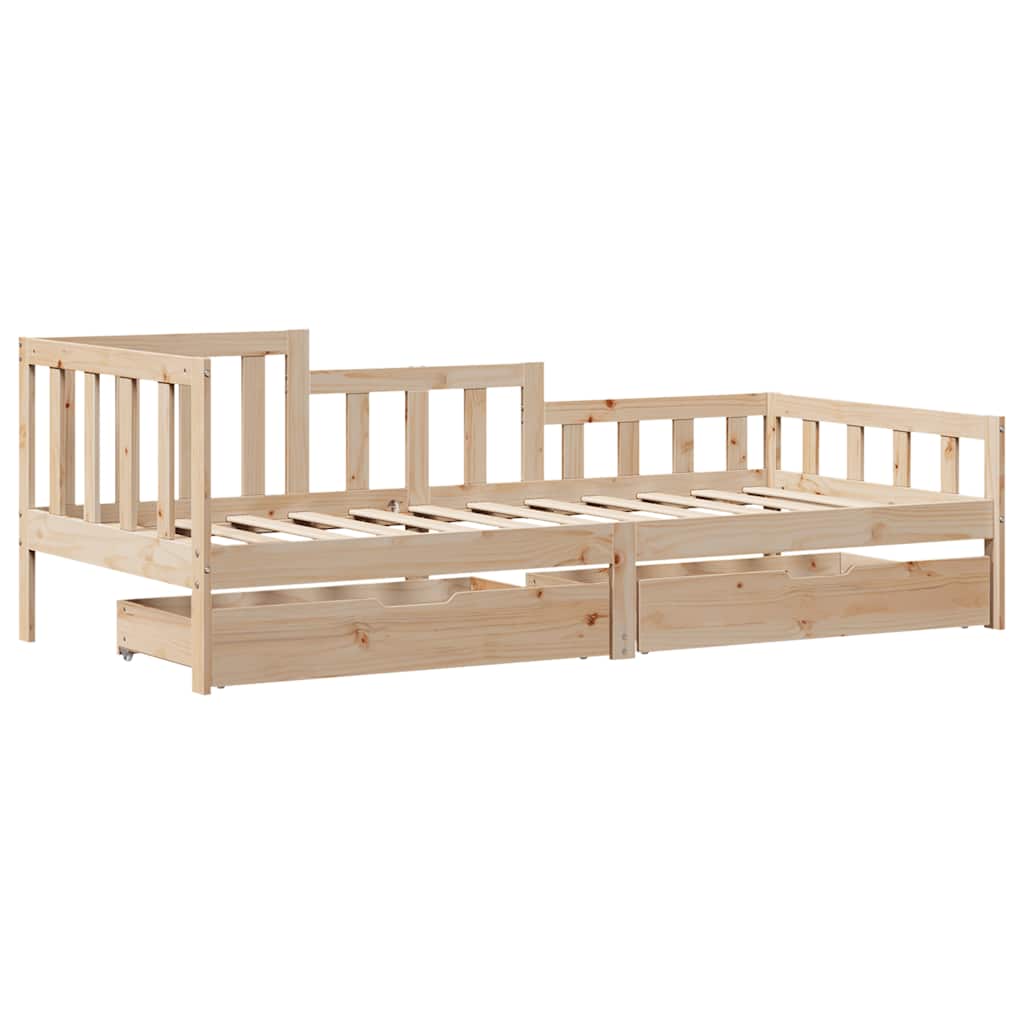 Dormeuse con Cassetti 90x190 cm in Legno Massello Pino | homemem39