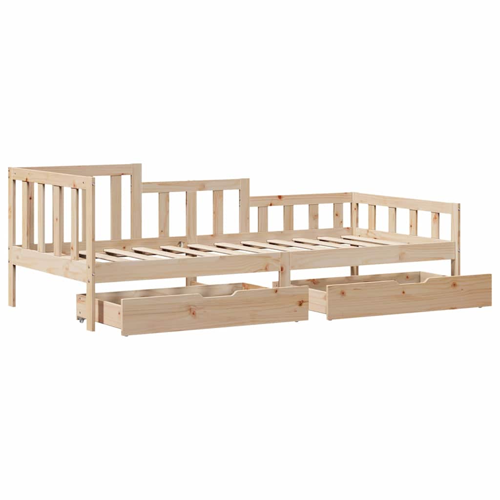 Dormeuse con Cassetti 90x190 cm in Legno Massello Pino | homemem39